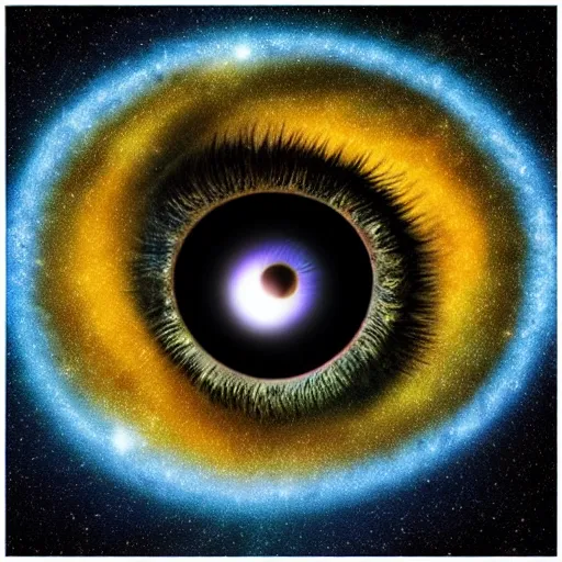 Image similar to eyes are black holes to other galaxies