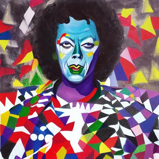 Image similar to painting of Tim Curry in the style of Damien hurst, 8k high definition high quality