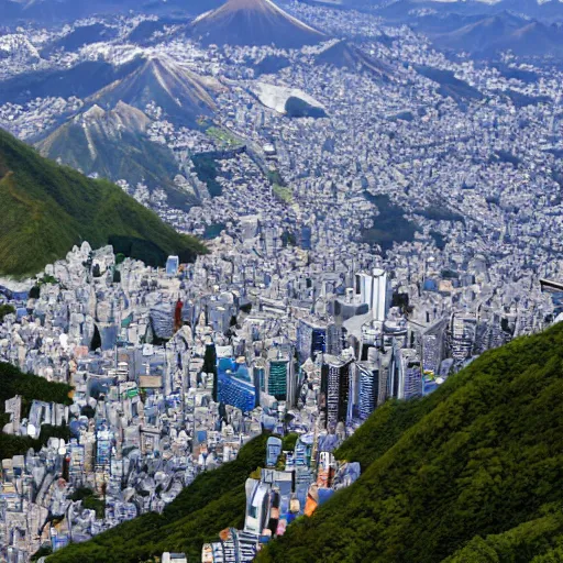 Image similar to isometric city on the top of a mountain, Japan