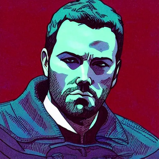 Image similar to “ ben affleck retro minimalist portrait by jean giraud, moebius starwatcher, color comic, 8 k ”