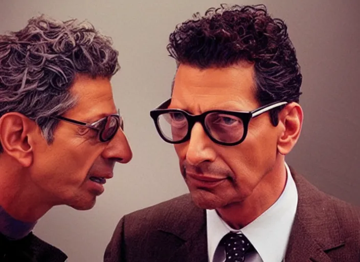 Prompt: a photograph of Jeff Goldblum intensely melting someone's face with his glare