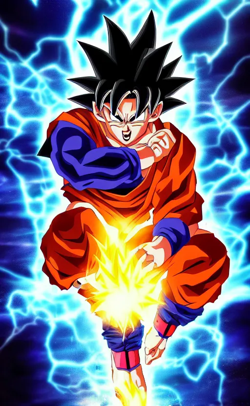 goku super saiyan 5, epic poster, storm in the, Stable Diffusion