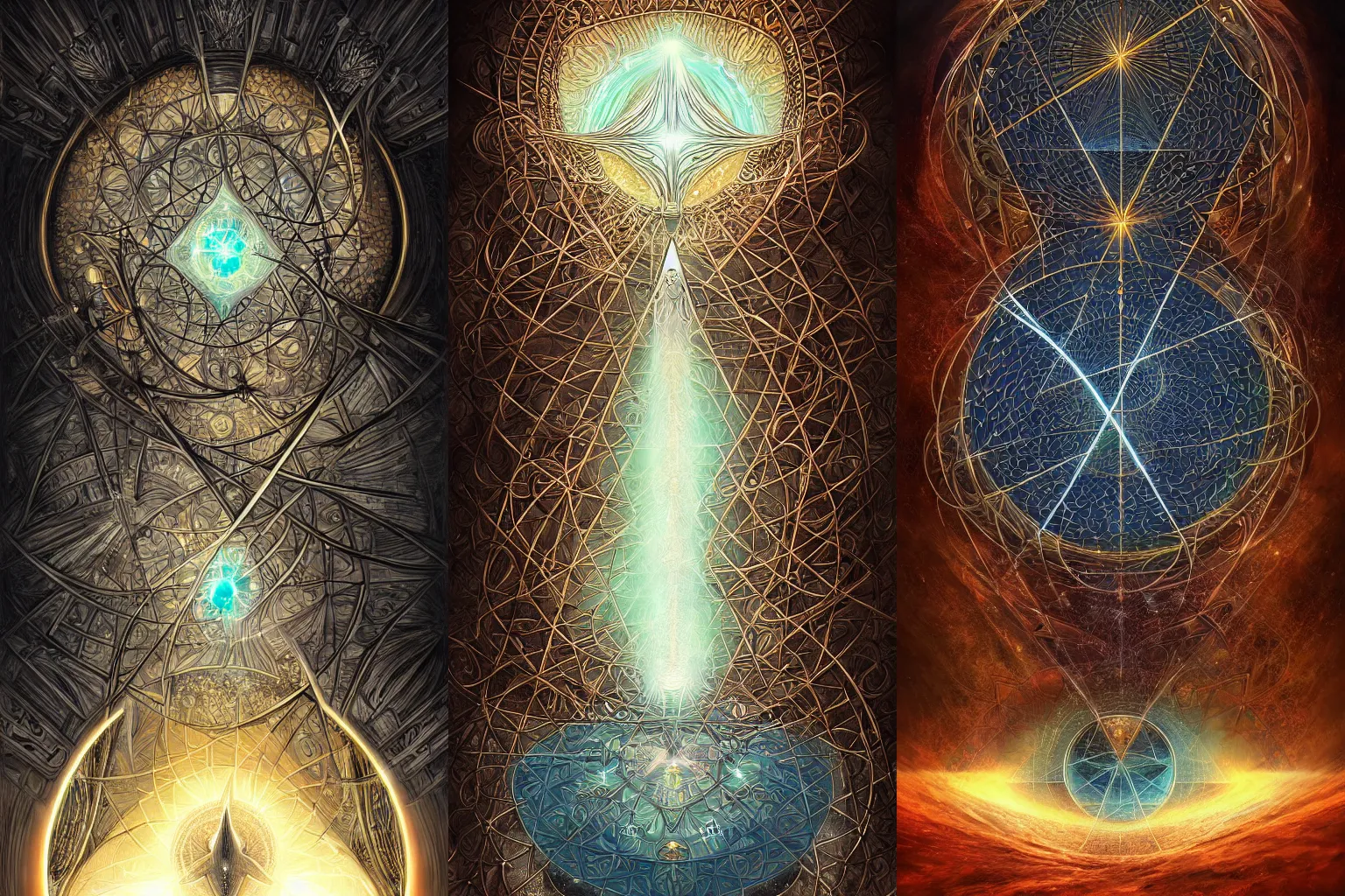 Prompt: The gate to the eternal kingdom of geometry, fantasy, digital art, HD, detailed.