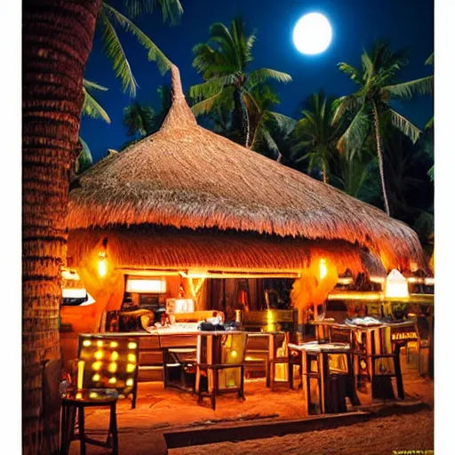 Image similar to tikibar, midnight moonlight