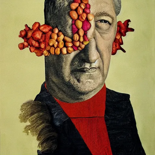 Prompt: painting of david lynch by arcimboldo