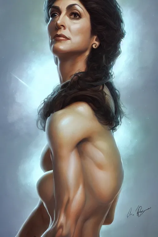 Prompt: Deanna Troi, Highly Detailed anatomy, only two hands, highly detailed, digital painting, artstation, concept art, smooth, sharp focus, illustration, Unreal Engine 5, 8K, art by art by artgerm and greg rutkowski and edgar maxence