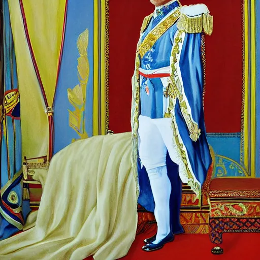 Prompt: portrait of obama painted as a monarch, painting by Cecil Beaton