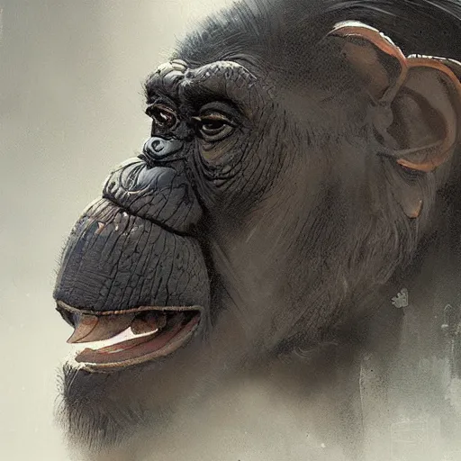 Prompt: an intricate and dramatic painting of a royal chimpanseelephant, hyperdetailed, by Greg Rutkowski and guweiz, muted tonal colors