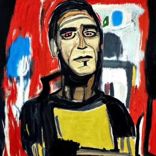 Prompt: george clooney portrait by jean - michel basquiat