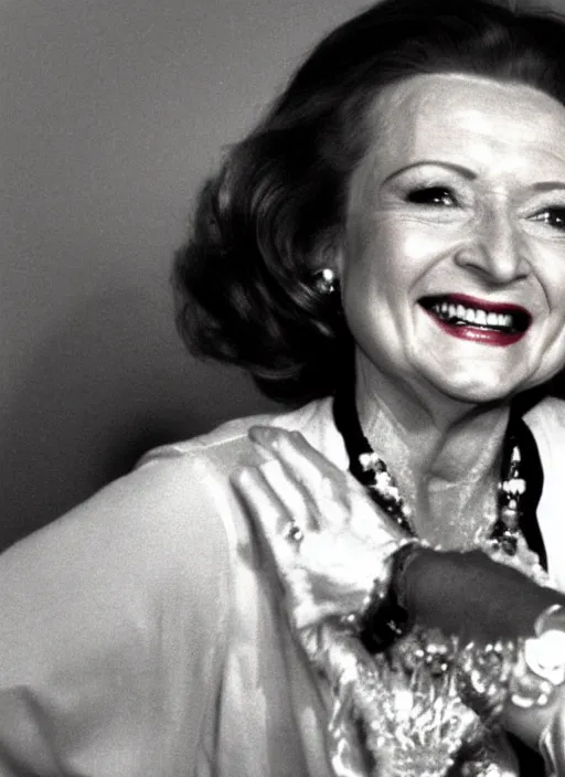 Image similar to a grainy low resolution film photo of Betty White