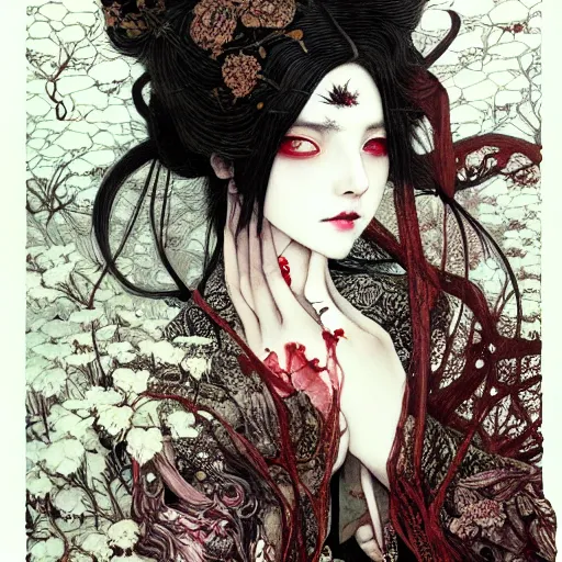 Prompt: portrait painted in zhang jingna style drawn by vania zouravliov and takato yamamoto, inspired by dark fairytales, intricate acrylic gouache painting, high detail, sharp high detail, artstation