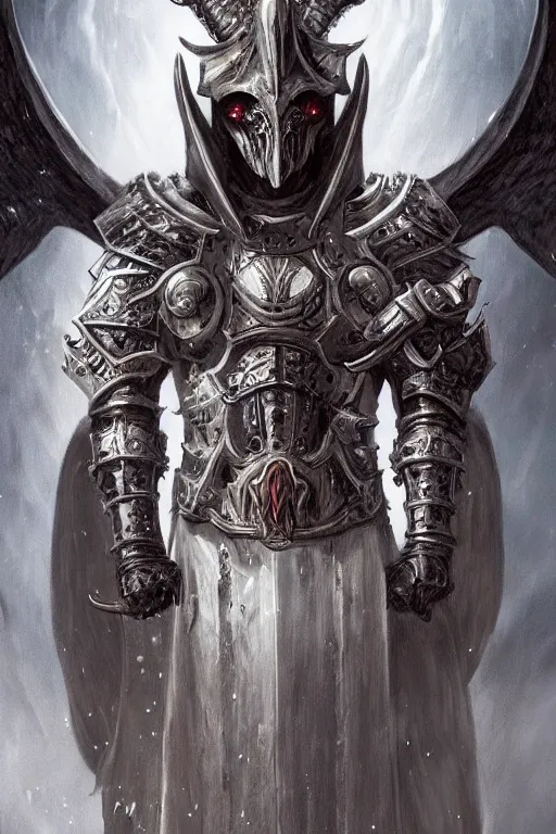 Image similar to full body concept art of templar knight wear baphomet armor made with porcelain by Jeff Easley and Peter Elson + beautiful eyes, beautiful face + symmetry face + galaxy + gothic, surreal, dread + highly detailed, intricate complexity, epic composition, magical atmosphere + masterpiece, award winning + trending on artstation