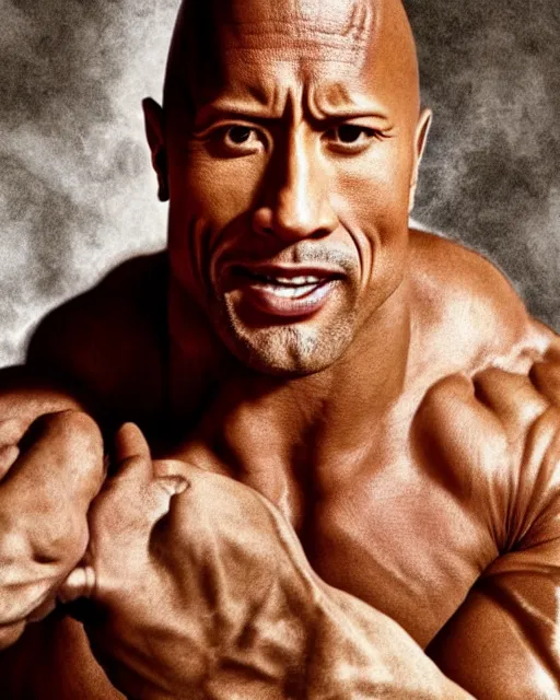 Image similar to film still close - up shot of dwayne johnson as a mime. photographic, photography