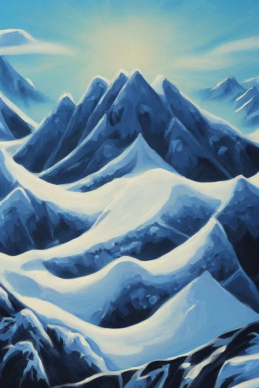 Image similar to snow mountain flat illustration oil painting trending on artstation