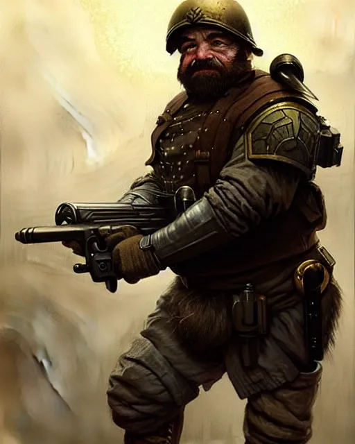 Image similar to a dwarf swat soldier | | realistic shaded, fine details, realistic shaded lighting poster by greg rutkowski, magali villeneuve, artgerm, jeremy lipkin and michael garmash and rob rey