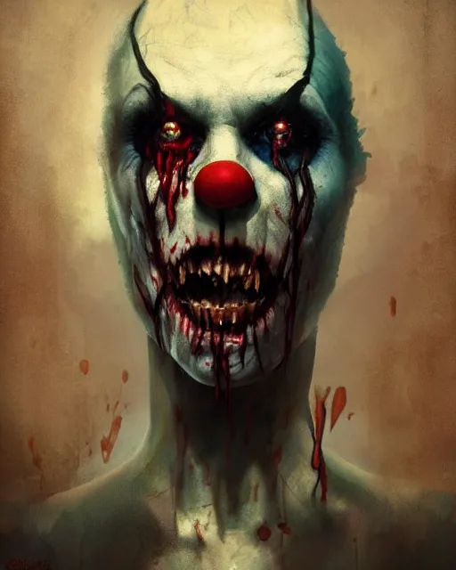 Prompt: hyper realistic photo portrait zombie clown cinematic, greg rutkowski, james gurney, mignola, craig mullins, brom