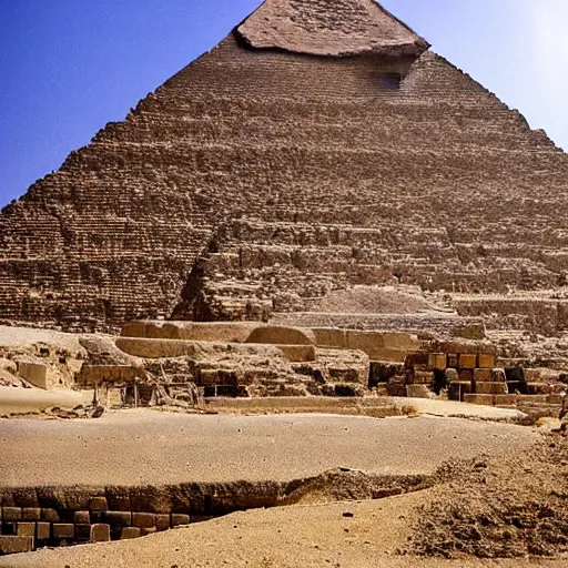 Prompt: the pyramid of giza covered in glass
