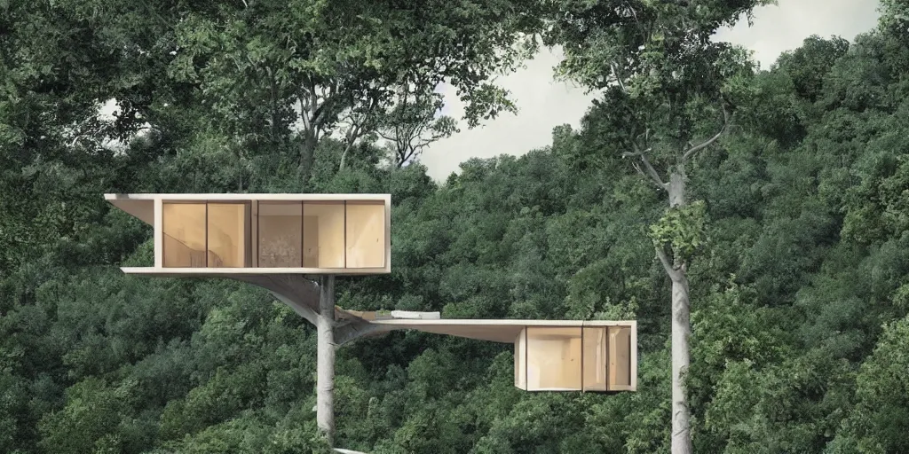 Image similar to a beautiful illustration of tree house by studio ghibili situated on a hill