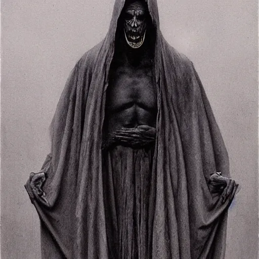 Prompt: a male vampire, full body black robe, blood in his teeth, majesty, coolness, stylish, beksinski, style of james ryman