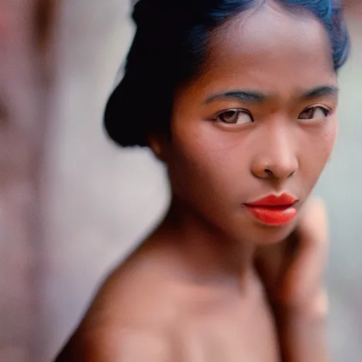 Prompt: Exotic woman. Portrait. Extreme long shot. Facial detail. CineStill