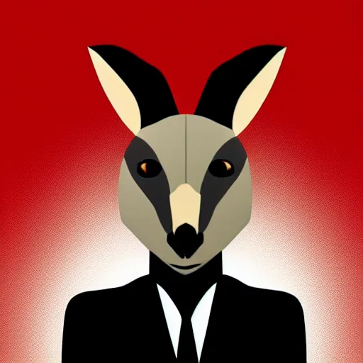 Image similar to spy kangaroo, in a strict suit, avatar image, digital art, minimalism