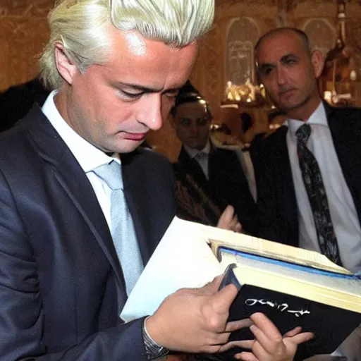 Image similar to geert wilders reading quran