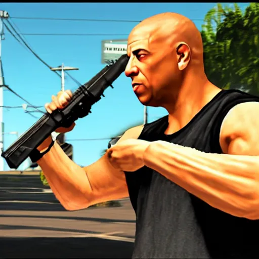 Image similar to vin diesel, in gta san andreas, screenshot