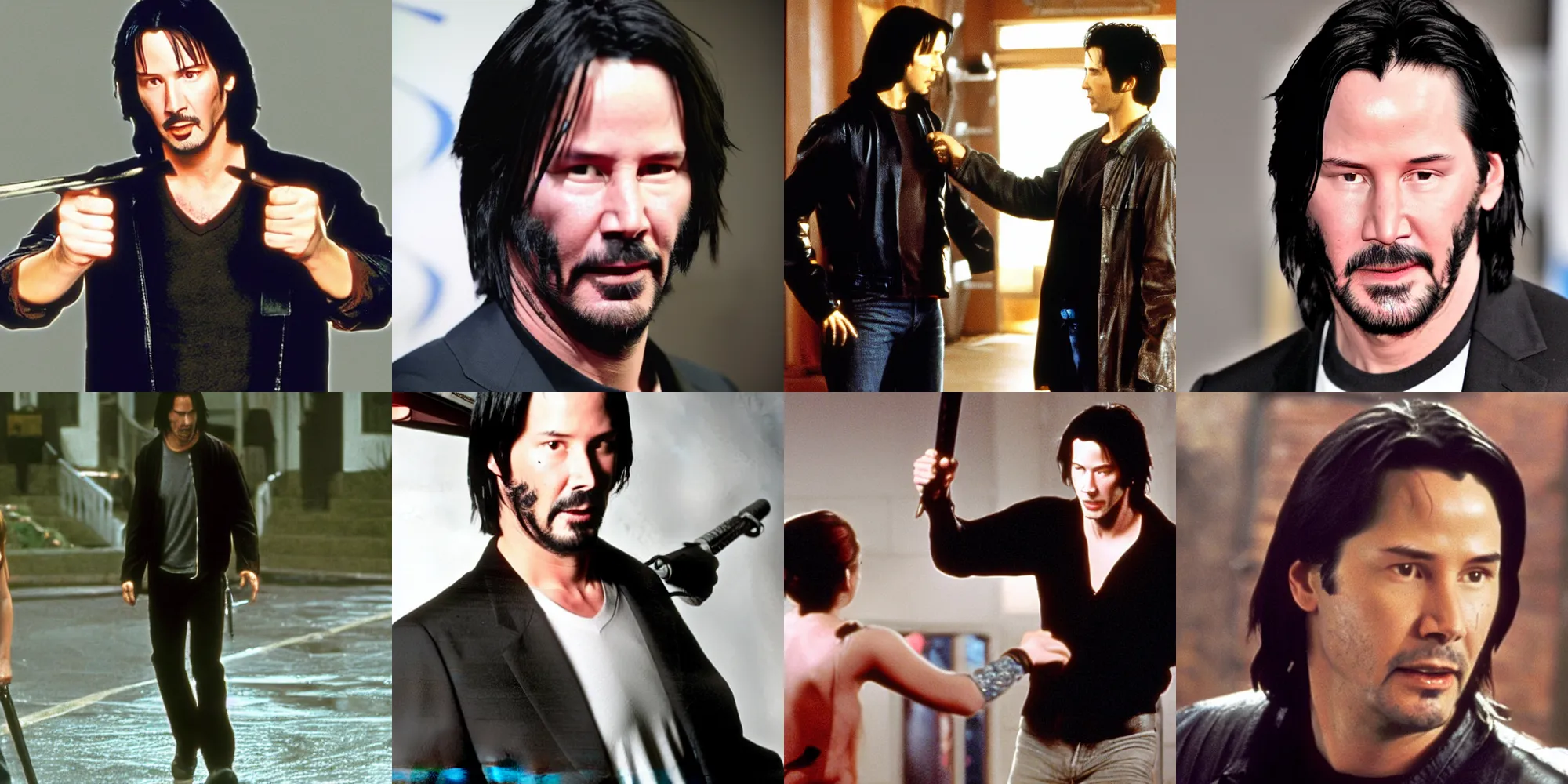 Prompt: keanu reeves fighting buffy the vampire slayer