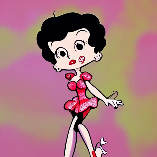 Image similar to betty boop, animated cartoon character created by max fleischer, grim natwick. highly detailed and intricate, soft box lighting, hdr 8 k