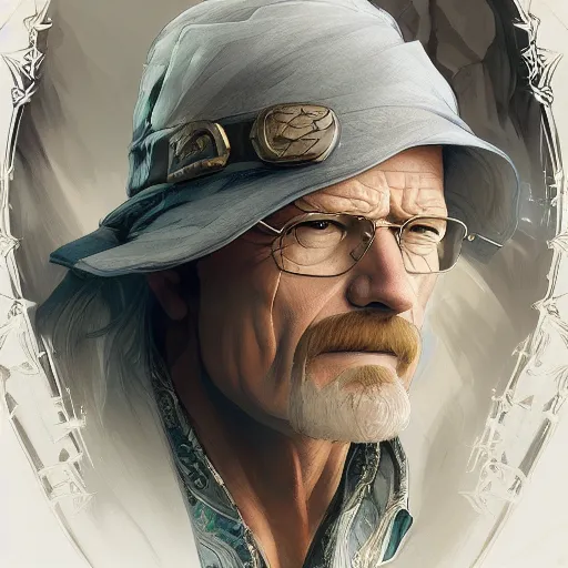 Prompt: walter white, d & d, fantasy, intricate, elegant, highly detailed, digital painting, artstation, concept art, matte, sharp focus, illustration, hearthstone, art by artgerm and greg rutkowski and alphonse mucha