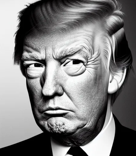 Image similar to a high quality, high detail, photorealistic portrait of donal trump by james nachtwey and lucian freud,