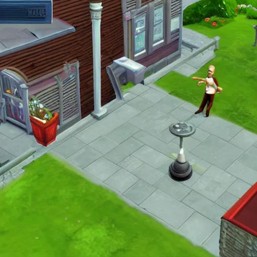 Image similar to the sims 2. a in - game still of the grim reaper.