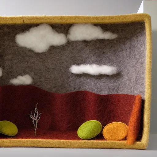 Prompt: detailed felt diorama of an aspect of lifr