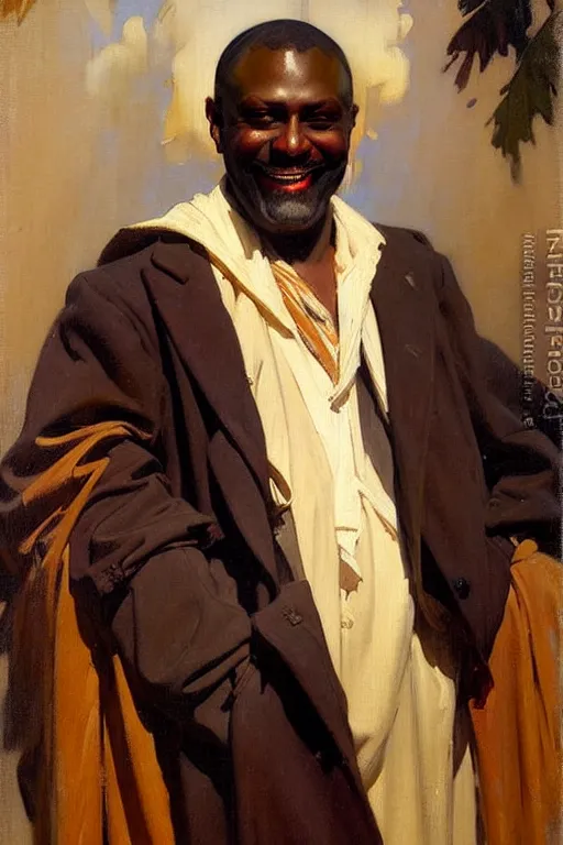 Image similar to leyendecker and solomon joseph solomon and richard schmid and jeremy lipking victorian loose genre loose painting full length portrait painting of jesus with a slight smile happy inviting