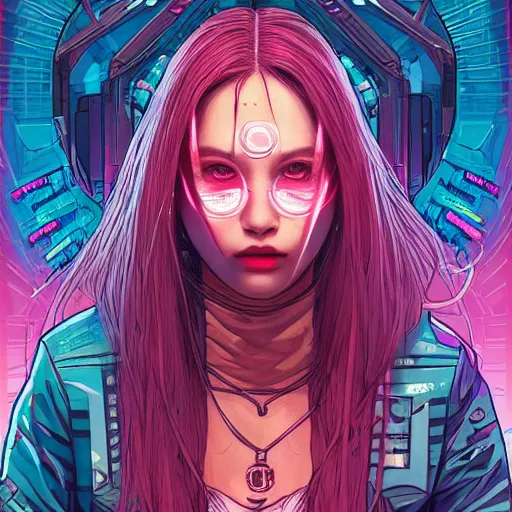 Image similar to portrait painting of a cyberpunk olivia hye from loona, sharp focus, award - winning, trending on artstation, masterpiece, highly detailed, intricate. art by josan gonzales and moebius and deathburger