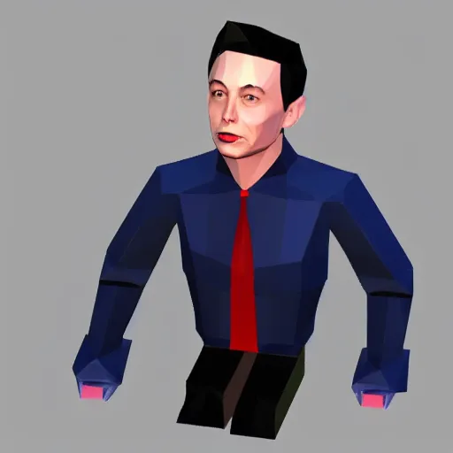 Image similar to low-poly model from 2002 of Elon Musk in a videogame