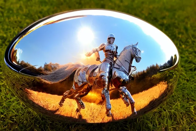 Image similar to warrior, chrome, reflect, ultra realistic!!!, clear weather, golden hour, sharp focus