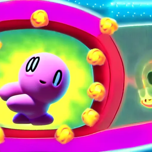 Image similar to kirby consuming the universe, kirby's dreamland gameplay, horror