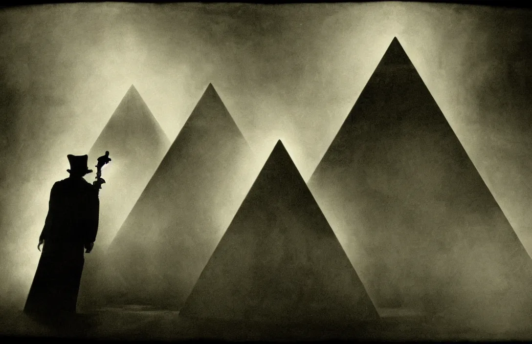 Image similar to light and shade should blend without lines or borders, in the manner of smoke the pyramid of figures is drawn together intact flawless ambrotype from 4 k criterion collection remastered cinematography gory horror film, ominous lighting, evil theme wow photo realistic postprocessing interpolated rotoscope there is no sense of movement tintype intricate painting by john singer sargent