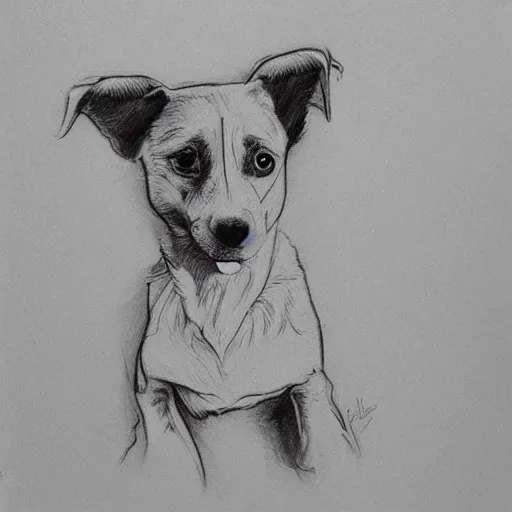 Image similar to dog portrait, sketch, hand - drawn by eeststreatdrug