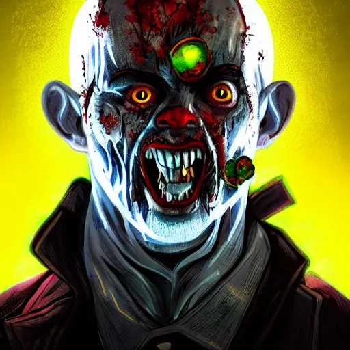 Image similar to angry horrible zombie portrait, grimdark urban game icon, stylized digital illustration, radiating a glowing aura, global illumination, ray tracing, hdr, fanart arstation by ian pesty and katarzyna bek - chmiel