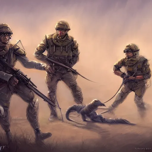 Prompt: An Australian Soldier Being Dragged by Emu Regiments, Fantasy Illustration by Tony Sart, Trending on artstation