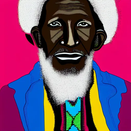Prompt: portrait of alpha blondy by michael deforge, very detailed, 4 k