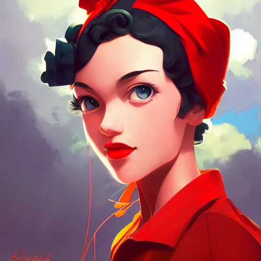 Image similar to a portrait of Rosie the riveter, industrial setting, vivid colors, soft lighting, atmospheric, cinematic, moody, in the style of Ilya Kuvshinov and Range Murata, Krenz Cushart, oil on canvas, 8k