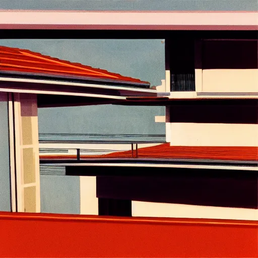 Image similar to art of two singapore students on the roof of a hdb flat, by syd mead