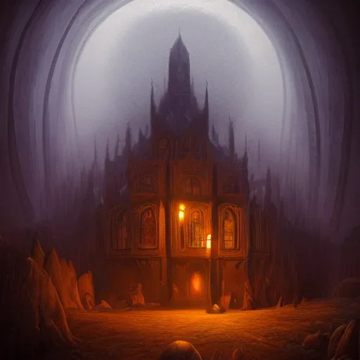 Image similar to Crafting A Nightmare, intricate, elegant, fantasy, highly detailed, digital painting, sharp focus, illustration, beautiful volumetric lighting, epic light, artstation, colorful, art by Carl Gustav Carus
