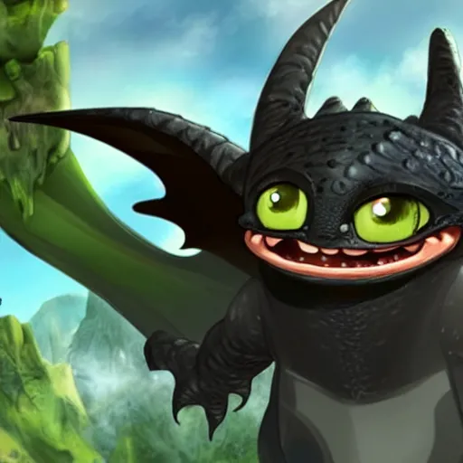 Image similar to toothless and hiccup fused together,