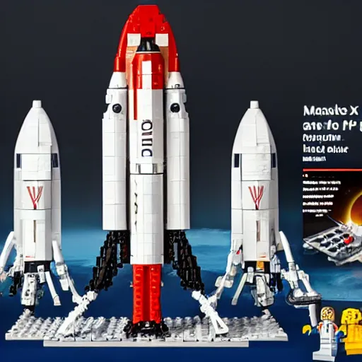 Image similar to an elon musk space x lego set