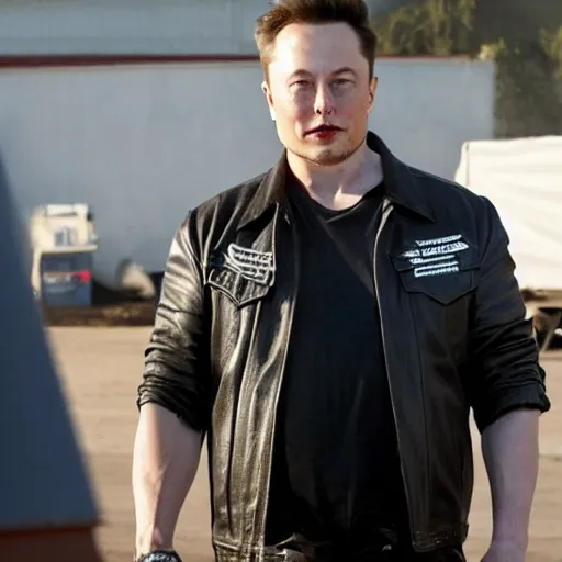 Image similar to Elon Musk in Sons of anarchy very detail4K quality super realistic