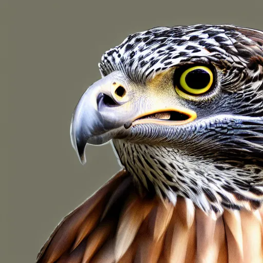 Image similar to Hawk morphed with a crocodile, hyper realistic HD photo, taken at zoo